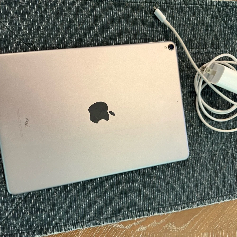 Apple iPad in Sleek Silver with Charging Cable